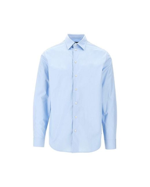 Emporio Armani Blue Poplin Shirt for men
