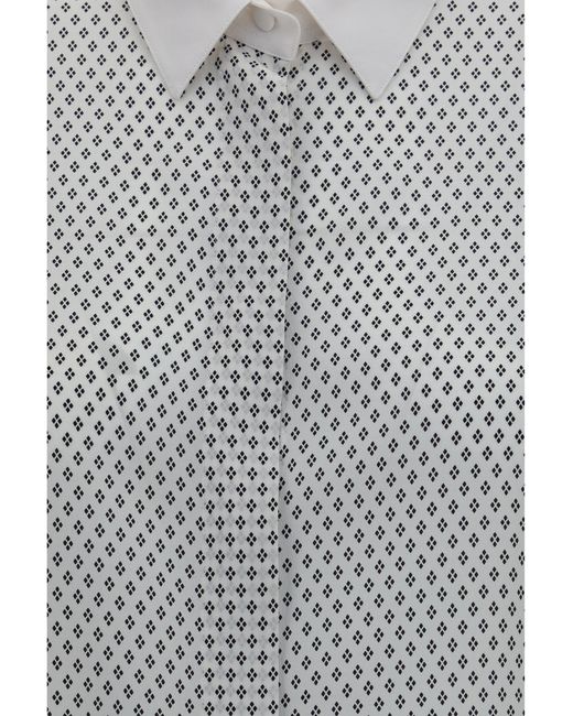 Tom Ford Gray Diamond Print Silk Crêpe De Chine Shirt