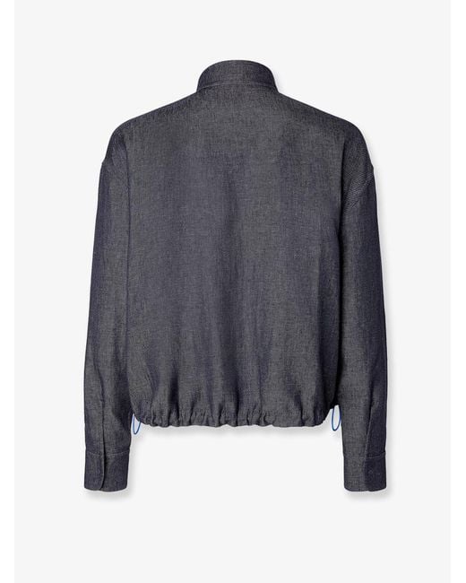 Fendi Blue Reversible Denim Jacket With Embroidered Ff Logo for men