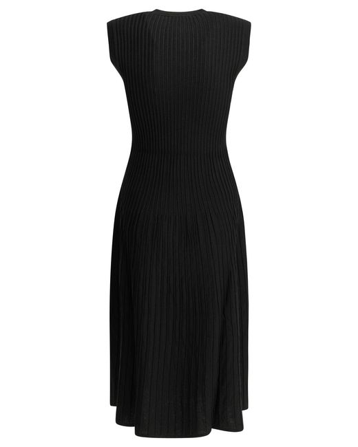 Max Mara Pure Black Flared Midi Dress