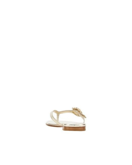 Roger Vivier White Metallized Nappa Leather Thong Slides