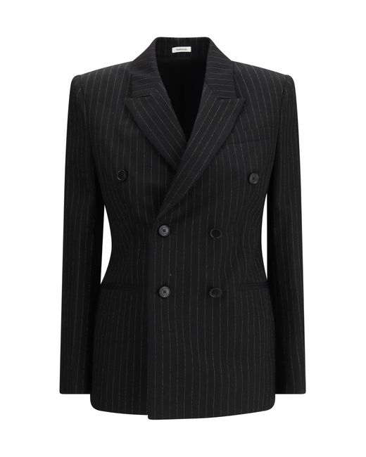McQueen Black Pinstriped Double-Breasted Jacket