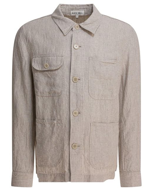Alex Mill Gray Linen Work Jacket Jackets And Coats Beige