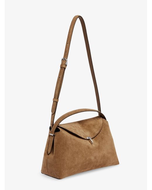 Totême  Brown T-Lock Suede Handbag