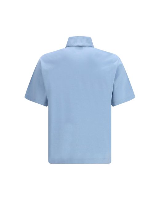 Ferragamo Blue Short-Sleeve Jersey Polo for men