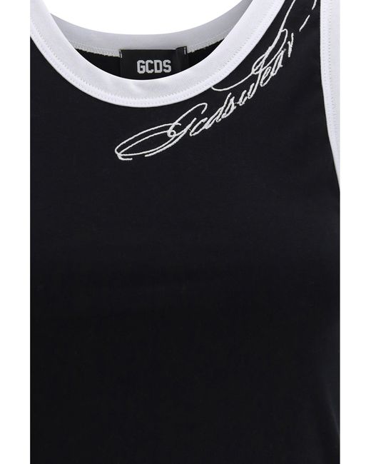Gcds Black Cropped Sleeveless Tank Top