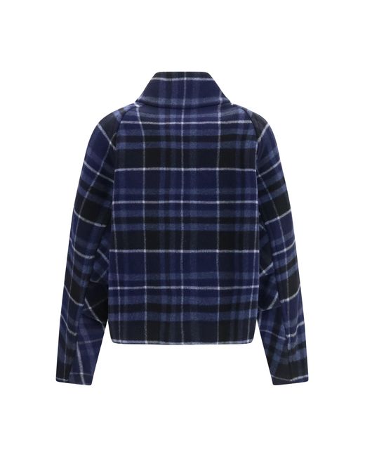 Pinko Blue Campanula Check Double-Cloth Caban