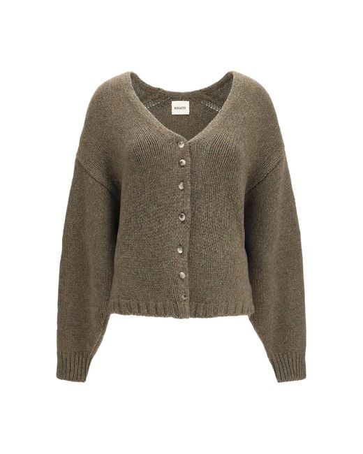 Khaite Brown Axel V-Neck Cardigan Artichoke