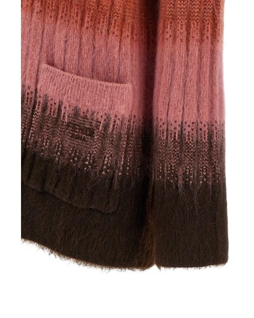 Fendi Red Mohair Wool Cardigan