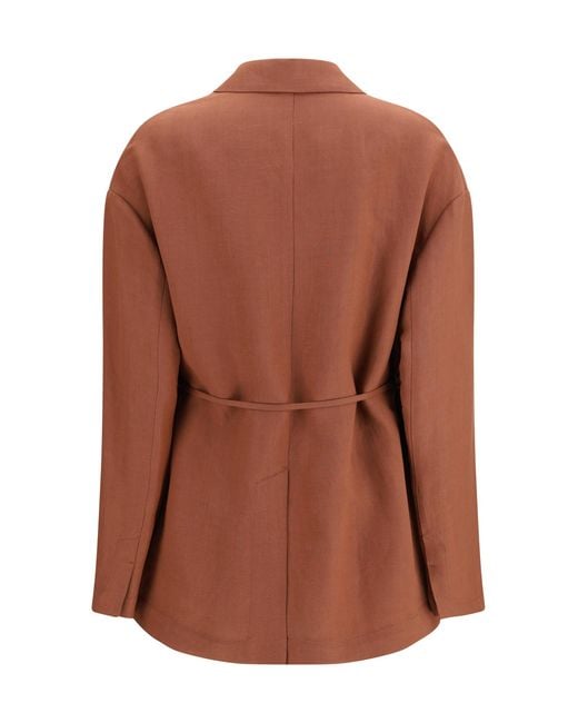 Brunello Cucinelli Brown Monili-Embellishment Blazer