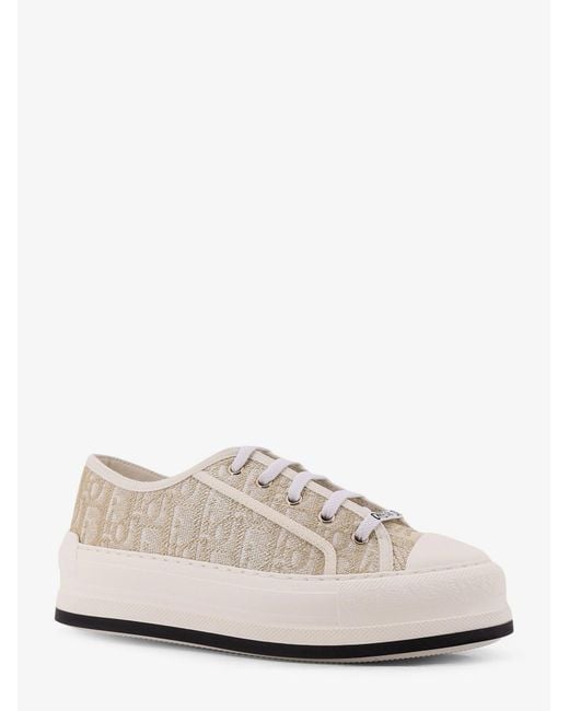 Dior White Canvas Walk'N' Sneakers With Oblique Motif
