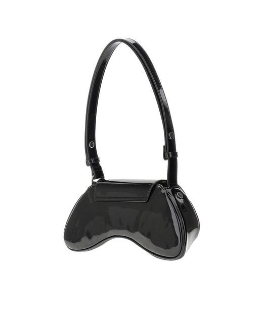 DIESEL Black Glossy Faux Leather 'Play' Bag