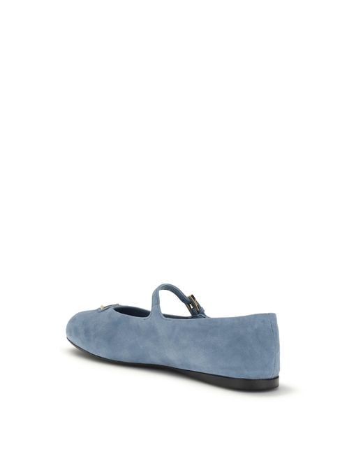 Prada Blue Suede Leather Ballerinas