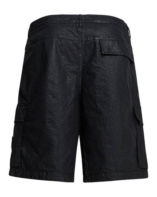 Stone Island Black Wide Fit Cargo Shorts for men