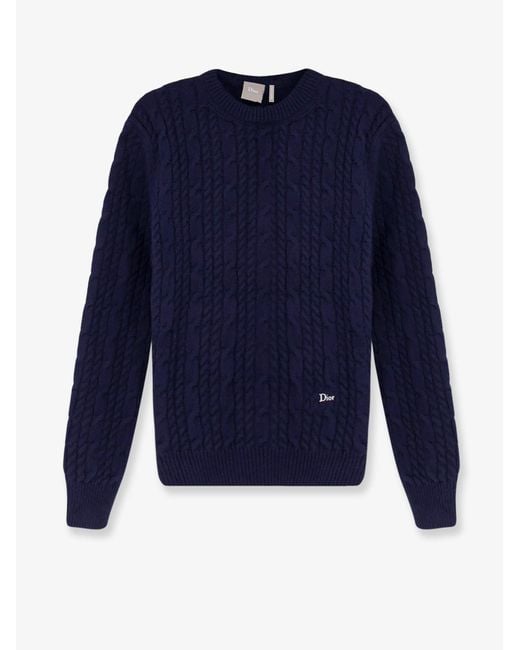 Dior Blue Dior Cable-Knit Cashmere Sweater for men