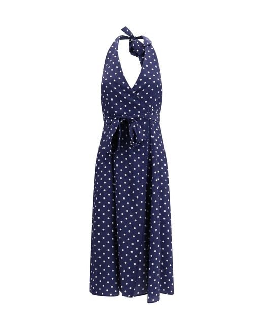 P.A.R.O.S.H. Blue P.A.R.O..H. Polka-Dot Silk Dress