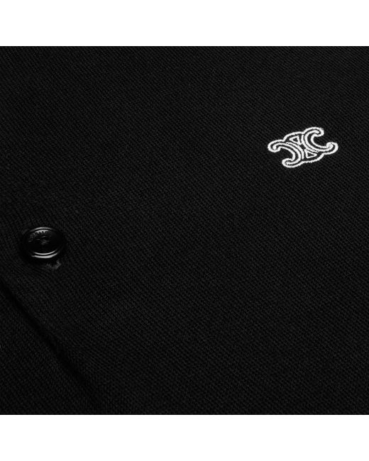 Céline Black Triomphe Long Sleeves Polo Shirt