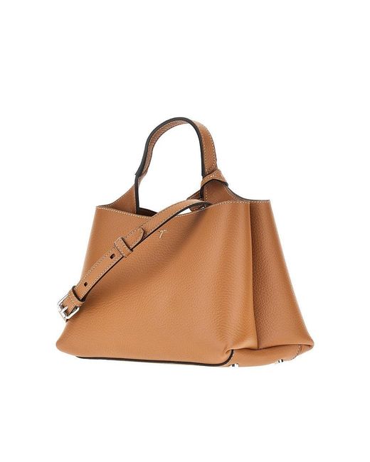 Tod's Brown Grained Leather Micro Shopping Bag