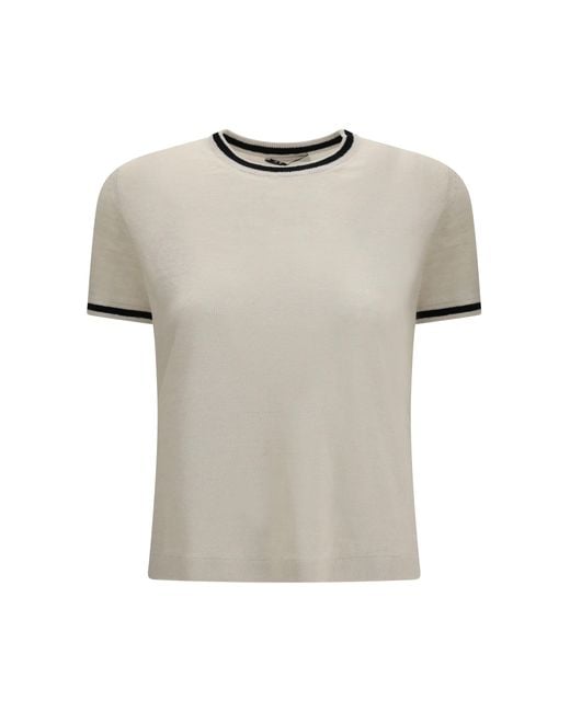 Max Mara White Maxmara Linen Knit T-Shirt