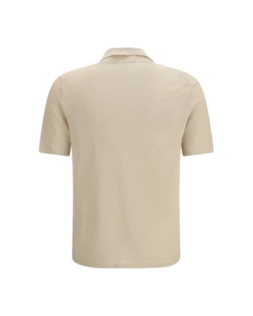 Roberto Collina White Polo Shirt Linen for men