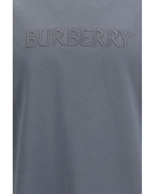 Burberry Blue Cotton Logo T-Shirt for men