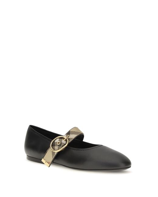 Burberry White Robin Leather Ballerinas