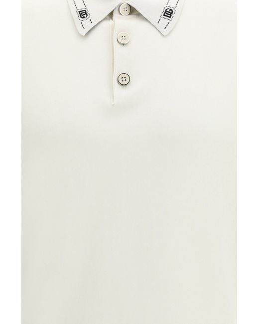 Dolce & Gabbana White Silk Polo With Collar And Short Sleeves for men