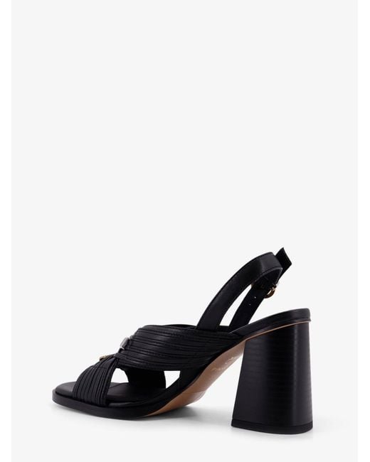 Pinko Black Lara Leather Sandals