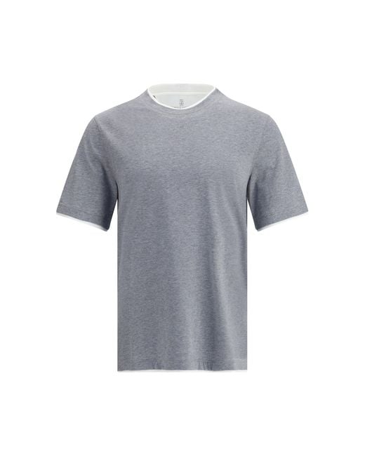 Brunello Cucinelli Gray Cotton T-Shirt for men