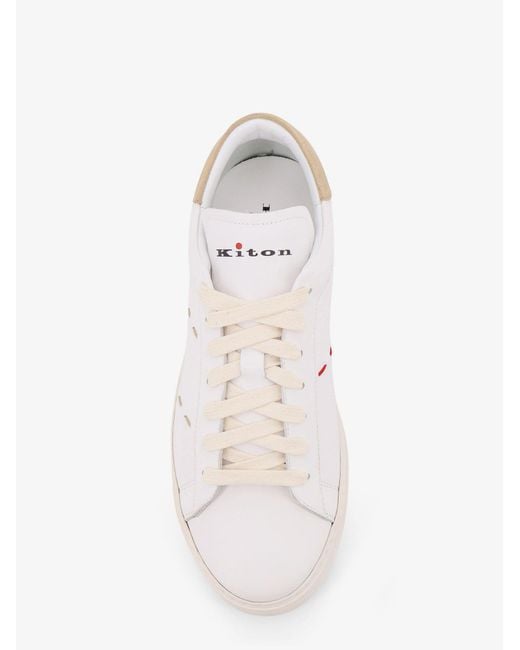 Kiton Pink Leather Sneakers With Iconic Stitching for men