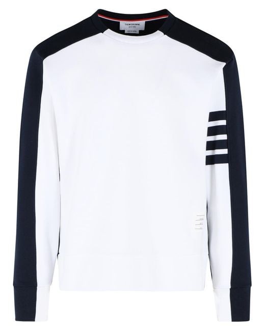 Thom Browne Black 'Colorblock 4 Bar' And Cotton Sweatshirt for men
