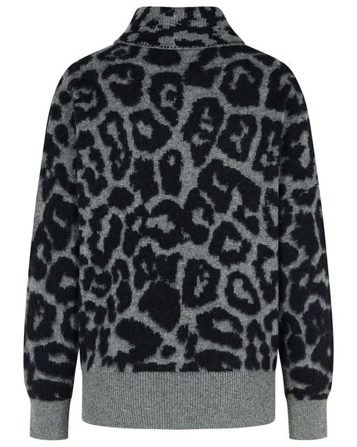 Stella McCartney Gray Wool Leopard Print Jumper