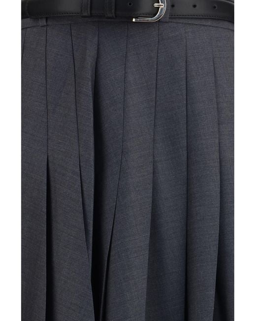 Self-Portrait Blue Pleated Maxi Skirt