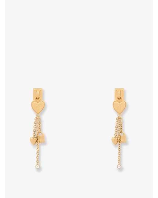 Women's White Mini Paddington Brass Earrings