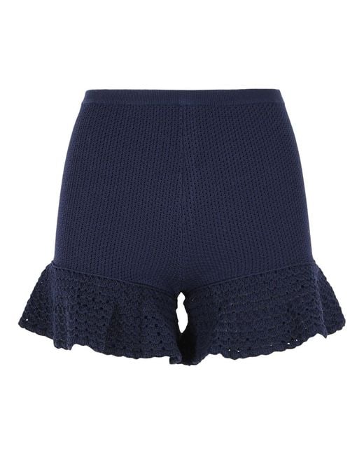 Self-Portrait Blue Viscose Blend Shorts