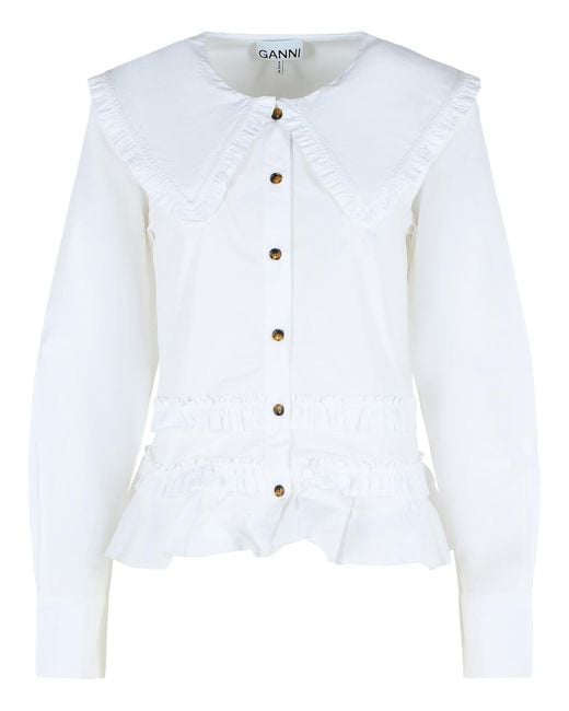 Ganni Blue Cotton Shirt