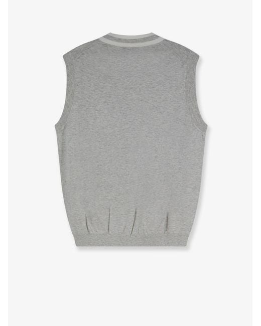 Brunello Cucinelli Gray Cotton Vest With Front Logo Patch for men