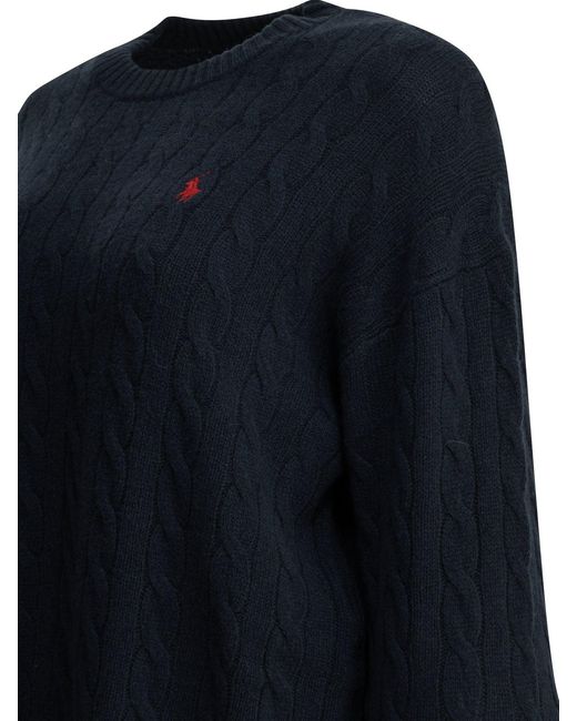 Polo Ralph Lauren Blue Short Knit Dress With Logo
