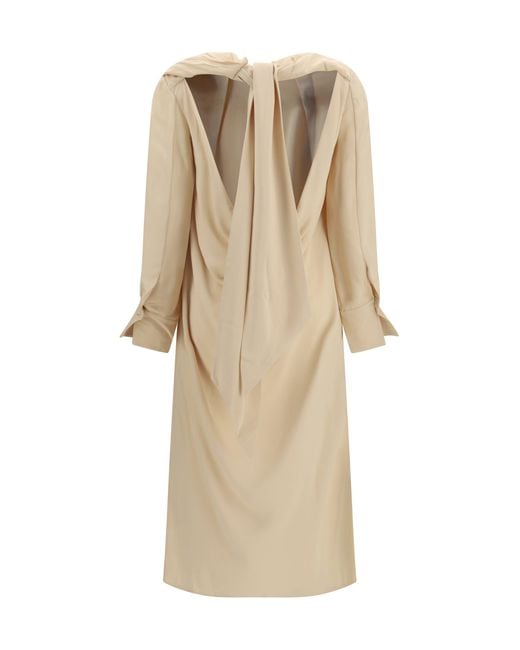 Acne Natural Draped Backless Midi Dress Sand