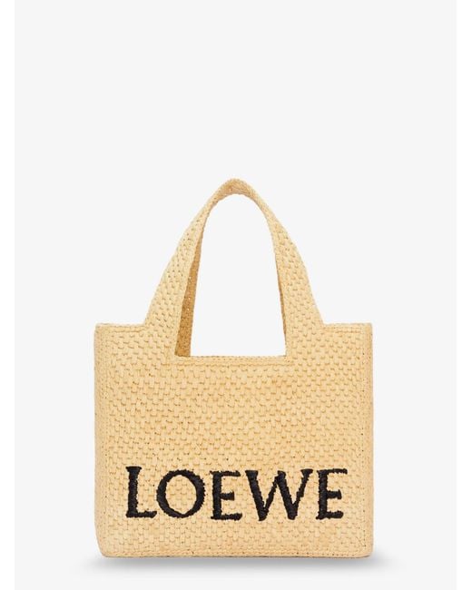Loewe Natural Paula's Ibiza -Small Font Raffia Handbag With Embroidered Logo On The Front