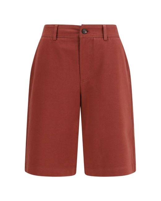 Brunello Cucinelli Red Cotton Bermuda Shorts
