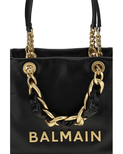 Balmain Black Small 1945 Soft Shoulder Bag
