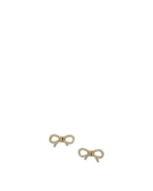 Ferragamo White Bow Earrings With Rhinestones