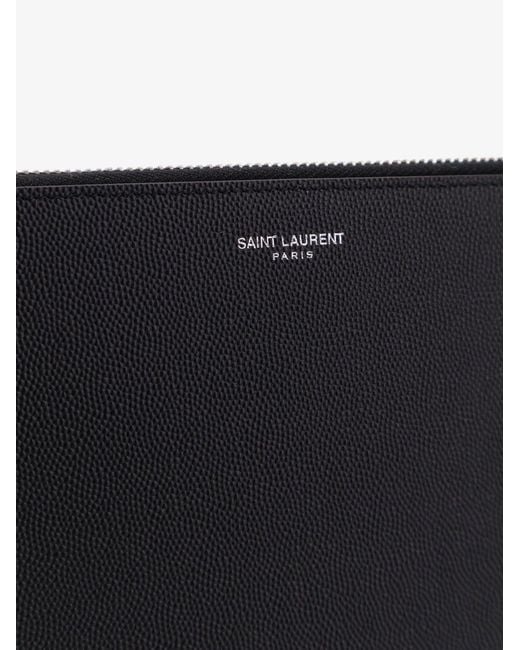 Saint Laurent Black Leather Ipad Holder for men