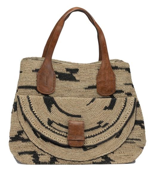 IBELIV Brown Laza Iizebra Raffia Handbag