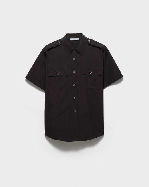 Prada Black Short Sleeves Cotton Shirt for men