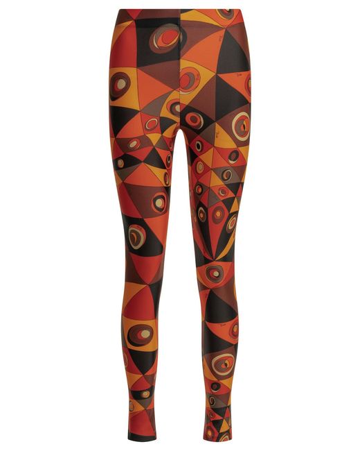 Emilio Pucci Orange Occhi Polyamide Elastane Legging