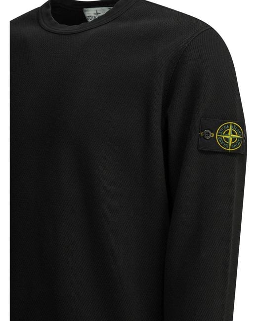 Stone Island Black Mesh Stitch Crewneck Sweatshirt for men
