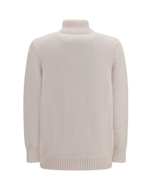 Ella White High Neck Cardigan Panna