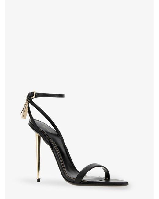 Tom Ford Black Leather Sandals With Metal Padlock Detail